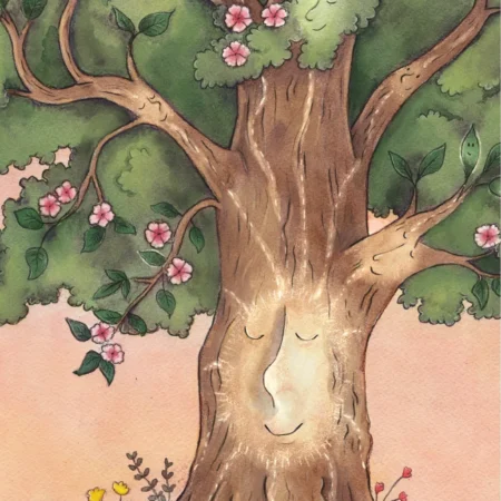 Lebensbaum – Natur und Lebewesen verbunden durch die bunten Flüsse des Lebens, Keilrahmenbild 20 × 30 cm