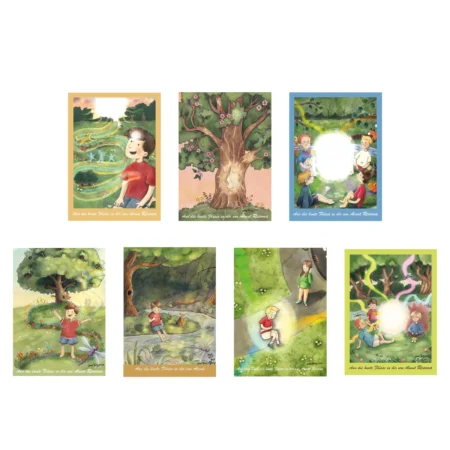 Sieben Postkarten mit Illustrationen aus „Die bunten Flüsse in dir“